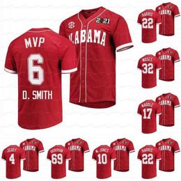 Championship Wears College 2021 CFP National College Baseball Alabama Crimson Tide Baseball Jersey Crimson Special DeVonta Smith Dylan Moses