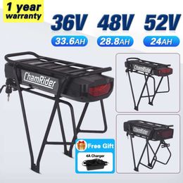 Chamrider 48V Achterrek Batterij 36V Rack Batterij 52V Achterbatterij 48V Batterij Pack 36V Ebike Batterij 48V 20AH 40A BMS 21700 Cel