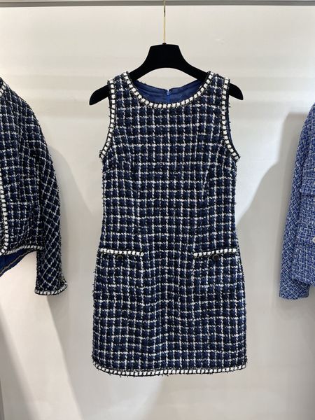 Chan 2023 vestidos de verano para mujeres nuevos vestidos sexy vestido de cena damas vestidos de fiesta diseñador moda verano mini falda logo top-grade tweed falda regalo de cumpleaños