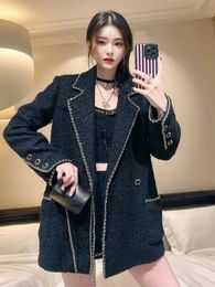Chan 2023 Hiver Designer Chaînes De Mode Tweed Veste Grande Taille Noir Long Style Manteaux Femmes Mère