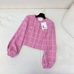 Chan cc chaqueta 2024 nuevas chaquetas para mujeres tweed rosa ropa de diseño nuevo diseñador para mujeres