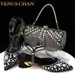 Chan est ins ins style dentelle élégante talons hauts pointues nigéria conception de chaussures et de sacs de sacs et de sacs africains 240423