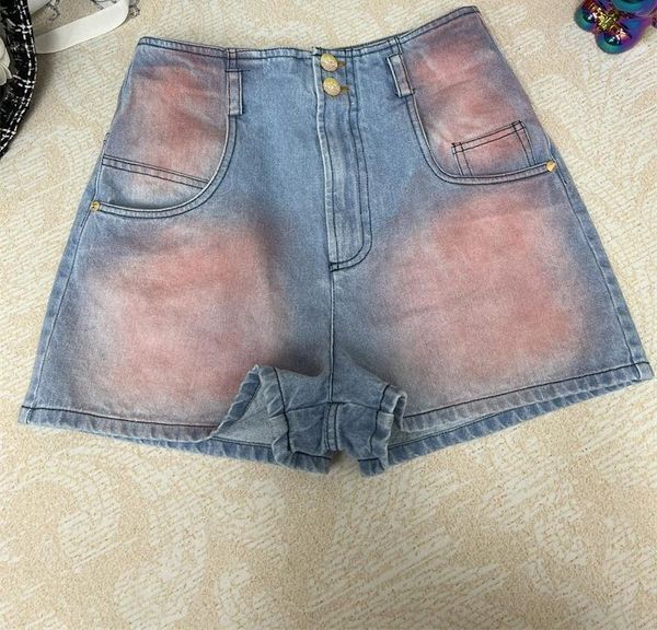 Chan home 2023 verão novo shorts jeans marca jeans feminino gradiente tie-dye shorts jeans calças casuais ootd designers de moda presentes do dia das mães