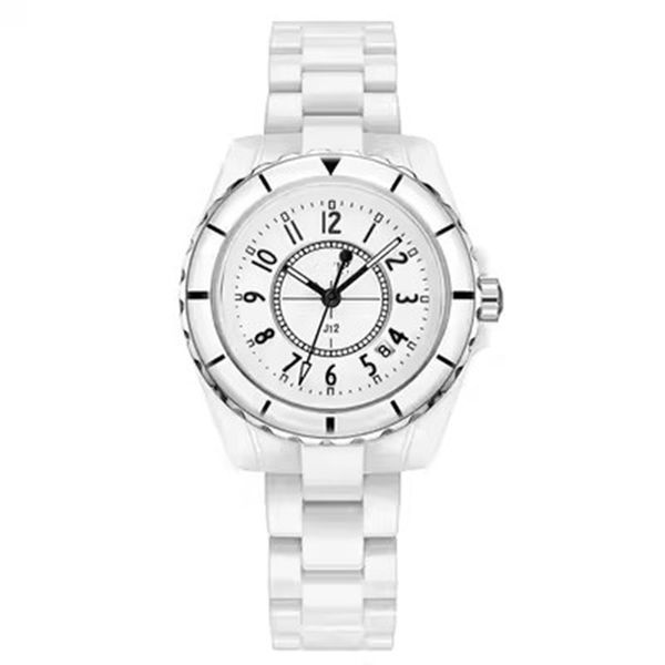 Chan J12 White en céramique montre avec diamant J12 en cuir préocré en cuir noir couple tissé montre luxe sportif batterz batterie bracelet noir blanc vintage girl