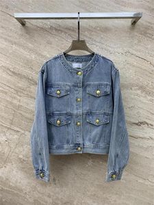 Chan – veste en jean avec boucle en métal pour femme, vêtement de styliste, manteau de Cowboy CCCC, Cardigan de loisirs, nouvelle collection 2023