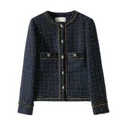 Chan nouveau 2023 veste de marque pour femmes mode automne hiver version haute chaîne en métal tweed manteau loisirs printemps long manteau femmes anniversaire saint valentin cadeau tweed veste