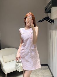 Chan nouveau designer vêtements femme robe rose cc robe tweed 2024 robe sexy jupe 2024 robe de créatrice