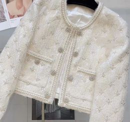 Chan Nieuwe damesmerkjas OOTD ontwerper Mode hoogwaardige herfst winter merk Parel tweed jas overjas Vrije tijd lente casual jas vest Vrouwen Kerstcadeau