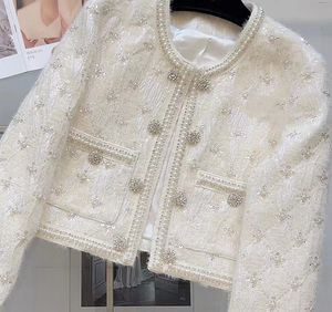 Chan New Women's brand jacket OOTD designer Fashion top-grade automne hiver marque Pearl tweed manteau pardessus Loisirs printemps casual manteau cardigan Femmes Cadeau de Noël