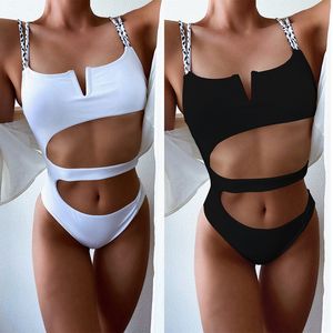 Chan Two V Tobikini Piece Swimsuit Solid Bikini 6142