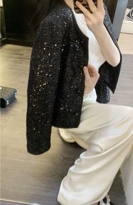 Chan2023 Vêtements Femmes Automne Hiver Designer Fashion Sequins Camellia Veste Tweed Leisure Cardigan