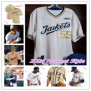 Chance Huff 2024 Georgia Tech Maillot de baseball cousu sur mesure Marquis Grissom John Medich Zach Maxwell Dawson Brown Georgia Tech Yellow Jackets Maillots Hommes Jeunes