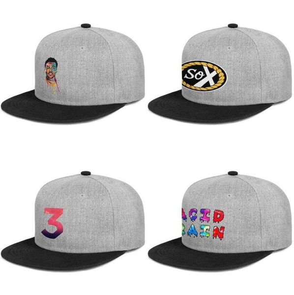 Chance The Rapper SoX negro para hombres y mujeres con cierre trasero, diseño de béisbol con visera plana, sombreros personalizados de Hip Hop Rain Art hip hop 3 Sticker1744400