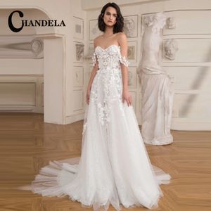 Chandela elegante trouwjurk schouder lieverd sticker a-line bruidsjurk jurk de mariaceme op maat voor vrouwen 240430