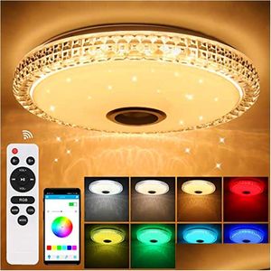 Kroonluchter Kroonluchter Led-plafondlamp Slimme app-bediening 220V Rgb Muzieklamp Bluetooth S Er Binnenleven Recreatieruimte Slaapkamer Lig Dhluf