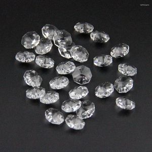 Chandelier Crystal 10000 pièces/lot de perles octogonales en verre de couleur transparente de 14mm dans un trou, deux trous pour guirlande de rideau, pièces d'éclairage pour la maison