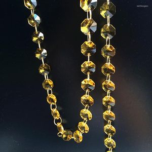 Kroonluchter Crystal 100m/Lot Gold Yellow K9 Octagon kralen in 2 holes Garland strengen onderdelen Diy Gordijndecoratie