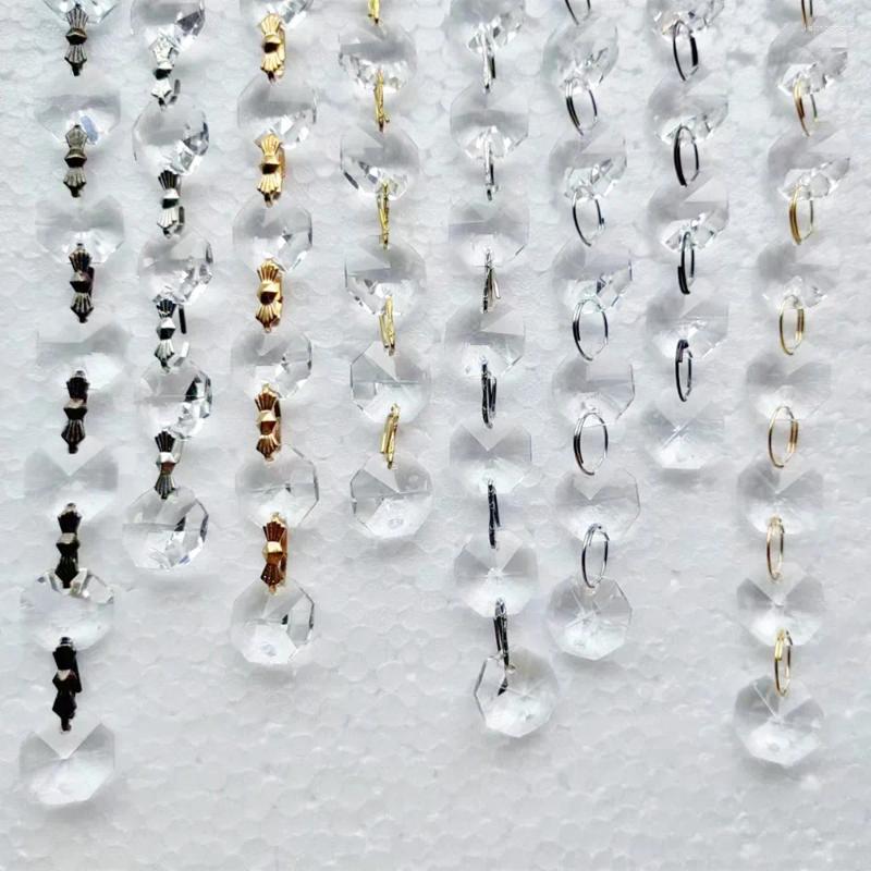 Ljuskrona kristall 100metrar/parti åttkantiga pärlor gardin krans för belysning delar prisma hängen solfångare diy hem bröllop dekoration