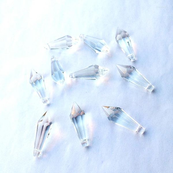 Araña de cristal, 100 Uds., 35mm, gotas de carámbano en U transparentes, prismas de iluminación (anillo gratis), accesorios de boda, decoración para tarta