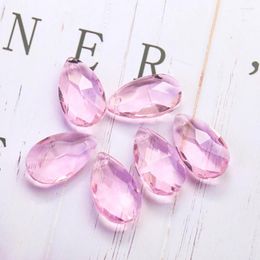 Lustre en cristal, 10 pièces, 20MM, larmes d'ange rose, prisme à facettes, perles d'espacement en verre, attrape-soleil brillant, pièces de rideau de guirlande