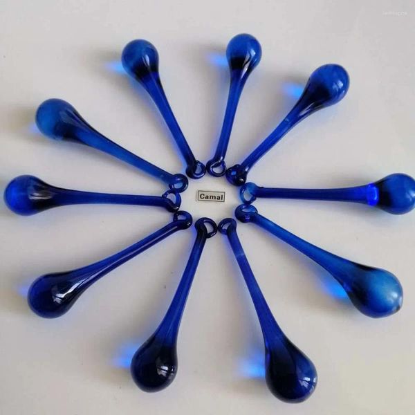 Lámpara de araña de cristal, 10 Uds., 20x80mm, parte de gotas de lluvia azules, lámpara de cristal, colgantes, cuentas, accesorios para cortinas, fiesta, hogar, bricolaje