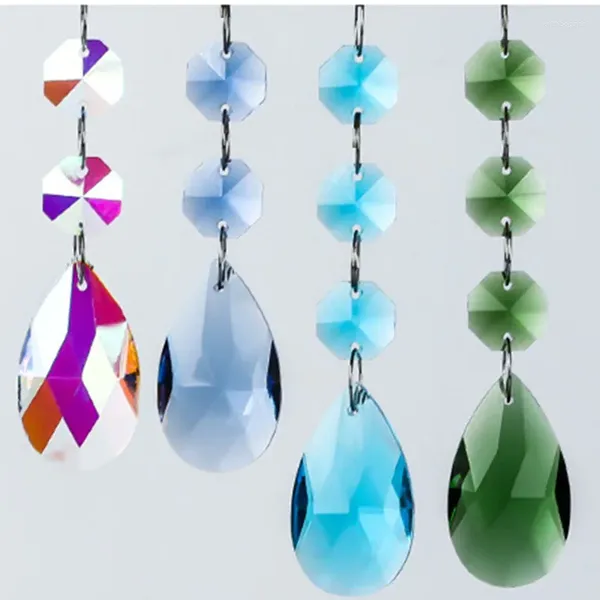 Lustre en cristal 10 pièces/lot, perles octogonales multicolores de qualité supérieure avec pendentif de 38MM pour partie de lampe, décoration de jardin de maison de mariage