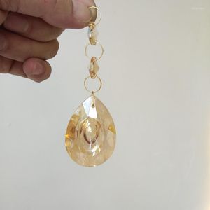 Lustre cristal 10 pièces/lot 50mm Longan ambre pendentif 2 X octogonal 3 Chrome anneau connecteur verre mariage décor