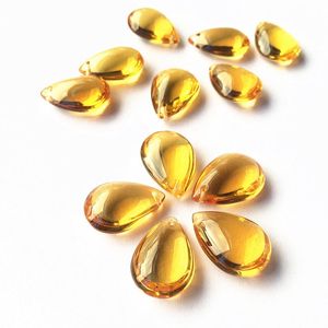 Kroonluchter Crystal 12 stks 16 * 22mm Smooth Gold Glass Tear Drop Pendants (gratis ringen) voor kroonluchter / gordijnonderdelen, DIY-sieraden