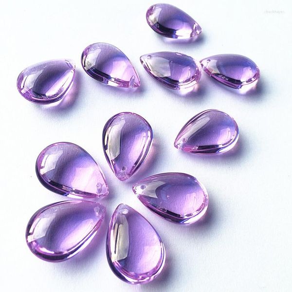 Lustre en cristal 12pcs / lot 16 22mm pendentifs en forme de larme en verre violet lisse (anneaux gratuits) pour lustre / rideau pièces bijoux à bricoler soi-même