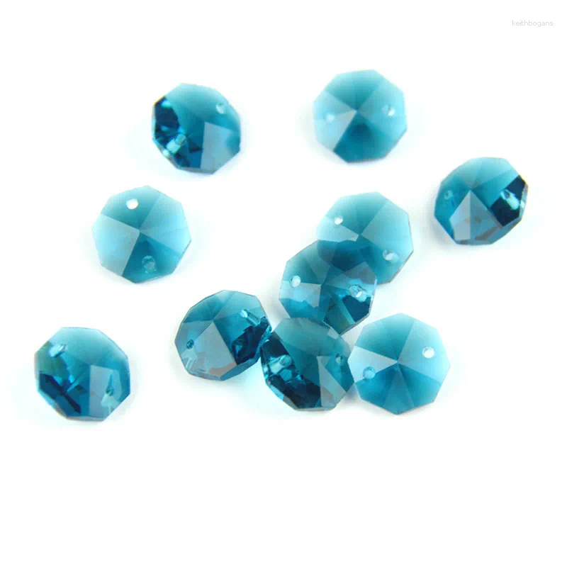 Chandelier Crystal 14mm Glass Octagon Beads Different Color 50pcs/Lot With Two Holes Pendants For Wedding Decorations Parts