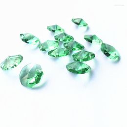 Lustre cristal 14mm verre vert clair octogone perles accessoires d'éclairage décoration de mariage pendentifs prismes Paarts