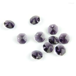 Kroonluchter kristal 14 mm violet kleur achthoek kralen in 2 holes glazen prisma's voor slingerstreng decoratie