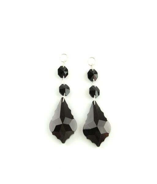 Lustre en cristal, pendentif de couleur noire de 50mm, avec perles octogonales de 14mm, pour rideau de mariage, 16 ensembles, lot de 16