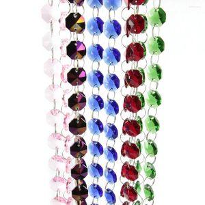 Lustre en cristal 1 m toutes les couleurs 14 mm chaînes de perles octogonales suspendues guirlandes de brins pour décoration de rideau décoration FengShui de mariage à la maison