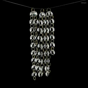 Lámpara de araña de cristal, 1 metro, 14mm, cuentas octagonales transparentes, cadena colgante, guirnalda, cortina de boda, hebra, decoración de puerta y ventana, anillo de oro y bronce plateado