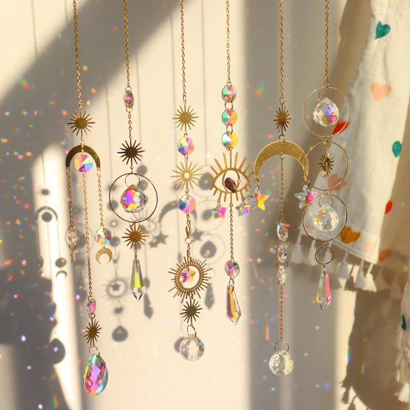 Chandelier Crystal 1Pcs Suncatcher Hanging Moon Catcher Pendants Light Catching Window Bell Christmas Tree Home Garden Wind Chimes Wedding