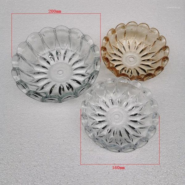 Lustre Cristal 200mm / 160mm Style Européen Ambre / Transparent Plume Bol En Verre Coude Support Plateau Accessoires D'éclairage Décoratifs