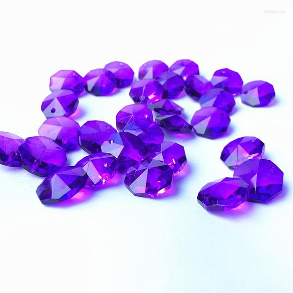 Lustre en cristal violet foncé, perles octogonales en verre de 14MM dans un trou, accessoires d'éclairage, fournitures de rideaux à faire soi-même, 200 pièces/lot