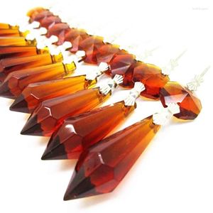Lustre cristal 20 pcs/lot brun verre glaçon goutte pendentifs suspendus éclairage prismes pièces hauteur 55mm (2.16 