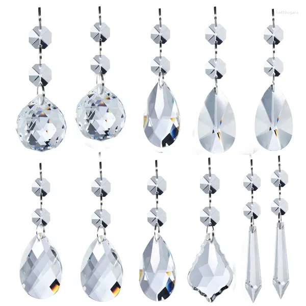 Crystal Crystal 25pcs Remplacement des cristaux de verre transparent Prisms Suncatcher Pendant Curtain de bricolage Drop.