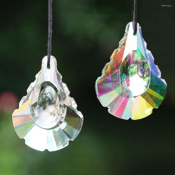 Lustre en cristal, pendentif queue de paon, prisme en verre à facettes pour jardin, attrape-soleil, lumière, décoration artistique, accessoires El, 2 pièces