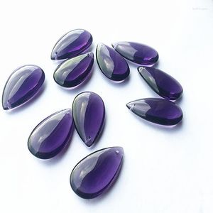 Kroonluchter kristal 30 stcs/lot violette kleur 38 mm glas ovale waterdrop prisma's voor onderdelen gordijnaccessoires decoratie