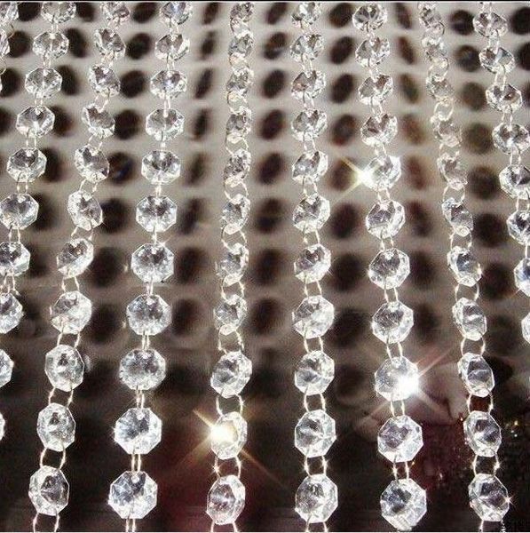 Lustre en cristal de 33 pieds, guirlande suspendue en verre acrylique de sécurité, rideau de perles, chaînes en diamant, ornement d'arbre de fête Xms