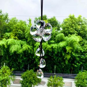 Lámpara de araña de cristal 3D con forma de flor, colgante para coche, adorno colgante de la suerte, cristales transparentes, cuentas, prismas, atrapasueños, decoración de interiores de moda