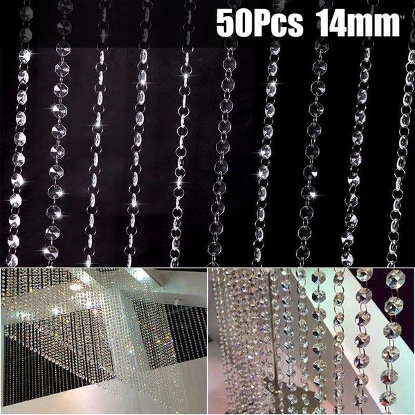 Chandelier Crystal 50pcs 14 mm Perles en verre transparent sans chaîne Droplettes octogones artificielles Pendants Decor