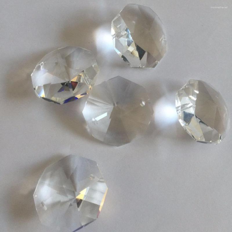 Chandelier Crystal 50pcs/lot 26mm Octagon Beads In 2 Holes Door/ Window Decoration
