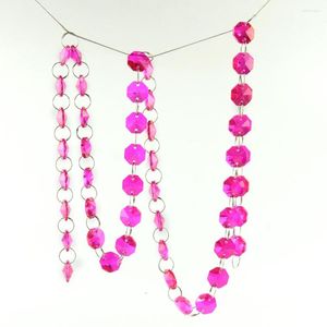 Lustre cristal 5 m/50 m mètres Rose 14mm octogone perles brin guirlandes verre pendentif chaînes pour la décoration de la maison