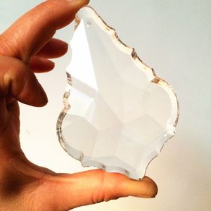 Candelabro de cristal 5 unids/lote 76mm cristal transparente hoja de arce prisma piezas decoración lámpara luz colgante accesorios