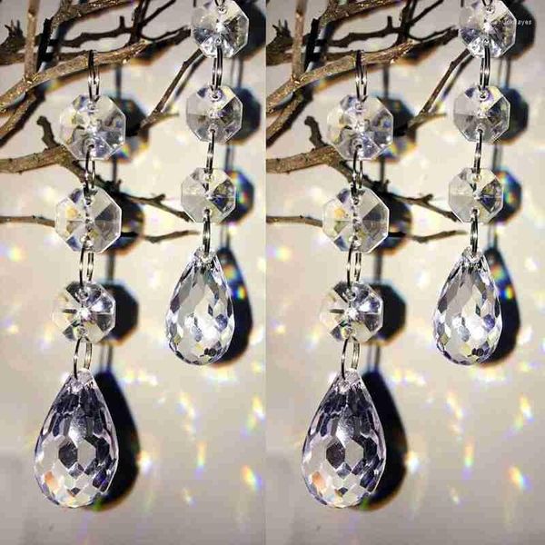 Lustre Cristal 5pcs Larme Prisme Clair Diamant Rideau Festival Fête Arbre De Noël Suspendu Mariage Décor Cercle Perles Acryliques Guirlande