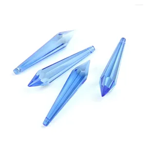 Lustre en cristal de 60mm, 30 unités, pièces d'éclairage en forme de prisme de glaçon en verre bleu pour chaînes de brins de guirlande